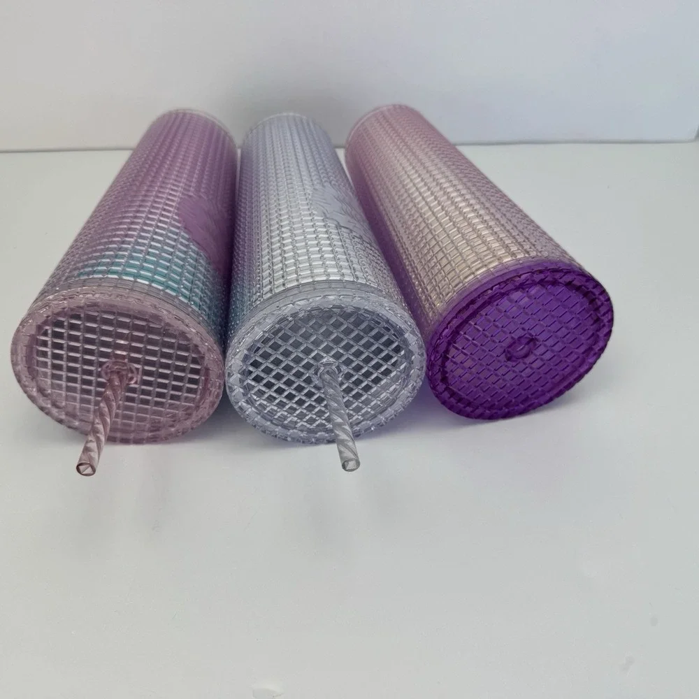 (3) Starbucks Platinum Silver Grid Disco Holiday 2020 Cold Cup Tumbler Christmas
